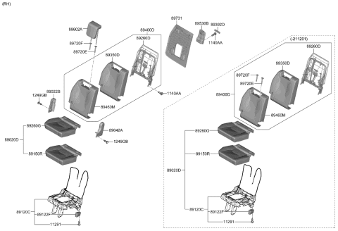 2023 Kia Carnival CUSHION ASSY-3RD SEA Diagram for 89A20R0062KQ5