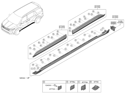 2024 Kia Carnival GARNISH Assembly-FRT Dr Diagram for 87721R0000
