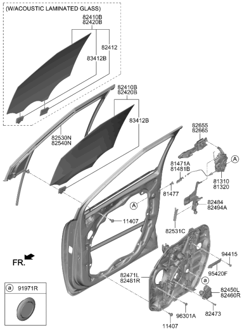 2024 Kia Carnival Glass Assembly-Front Doo Diagram for 82410R0020