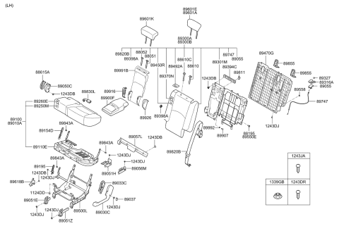 2009 Kia Borrego  Pad Assembly-2ND Seat LH Diagram for 891062J100