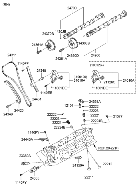 2009 Kia Borrego  Guide-Chain Diagram for 244303F300