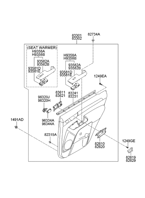2010 Kia Borrego  WEATHERSTRIP-Rear Door Belt Inside Diagram for 832312J000