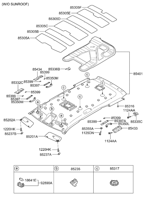 2011 Kia Borrego  Pad-Roof No 2 Diagram for 853052J100