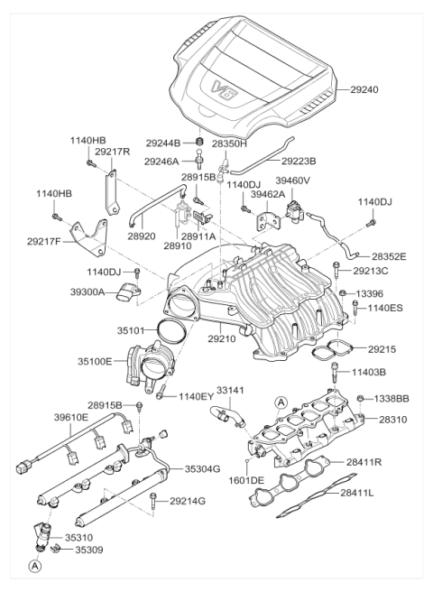 2009 Kia Borrego  Hose-Vacuum Diagram for 292233C035
