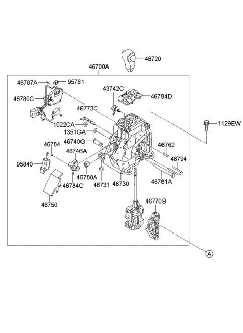 2009 Kia Borrego  Indicator Assembly-Shift Diagram for 467402J000