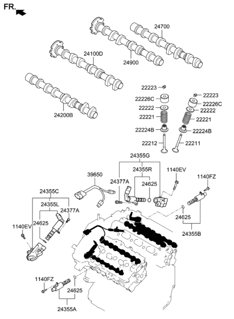 2008 Kia Borrego  TAPPET Diagram for 222263CAC0