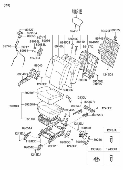 2008 Kia Borrego  Pad Assembly-2ND Seat Cushion Diagram for 892062J100