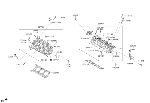 2012 Kia Borrego  Head Sub Assembly-Cylinder Diagram for 221103C701A
