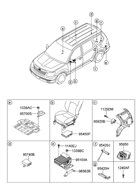 2008 Kia Borrego  Smartkey Antenna Assembly Diagram for 954202B310