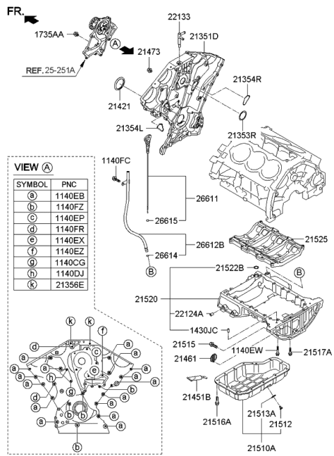 2009 Kia Borrego  Cover-Timing Chain, F Diagram for 213513C833