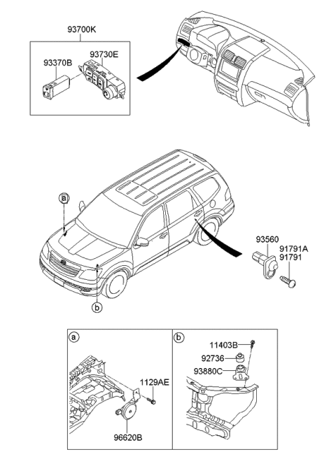 2011 Kia Borrego  Horn Assembly-Burglar Alarm Diagram for 966602J000