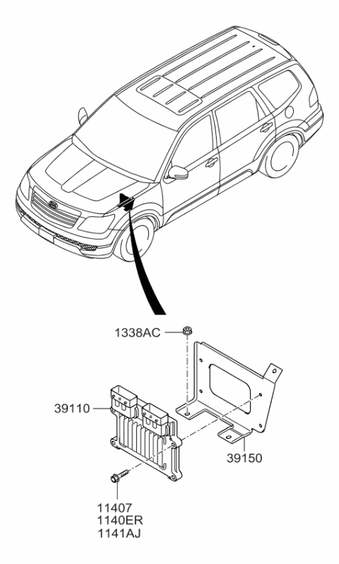 2008 Kia Borrego  Bracket-Pcu Diagram for 391503F100