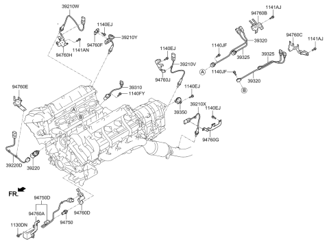 2008 Kia Borrego  Bracket-RO2-LH-Vi Diagram for 947603F140