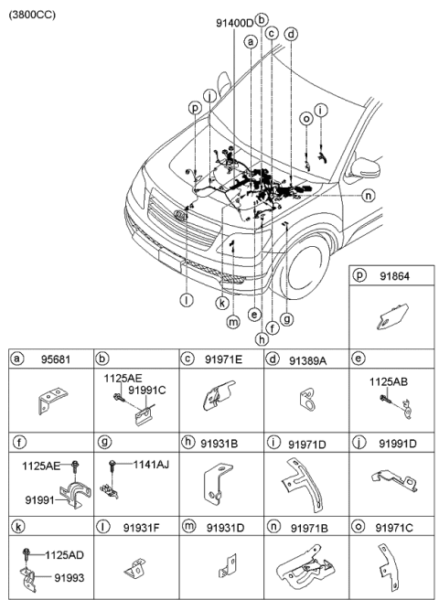 2009 Kia Borrego Bracket-Control Wiring Diagram for 919922J030