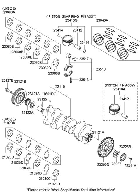 2010 Kia Borrego  Bearing Set-Crankshaft Diagram for 210203C913