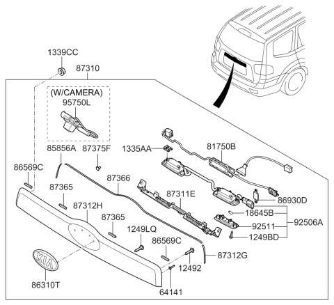 2008 Kia Borrego  Strip-Rear Garnish Diagram for 873182J000