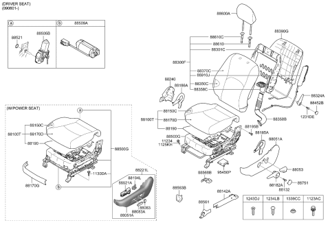 2009 Kia Borrego  Lever LUMBAR Support Assembly-Front Diagram for 880582J000H9