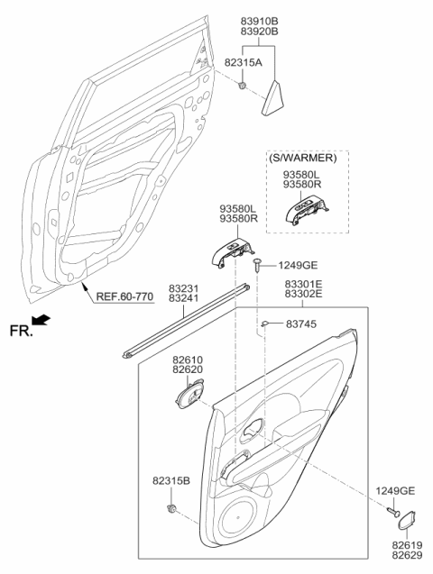 2017 Kia Soul Door Inside Handle Assembly, Left Diagram for 82610B2000EQ
