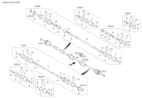 2019 Kia Soul  Shaft Assembly-Drive, RH Diagram for 49501B2950