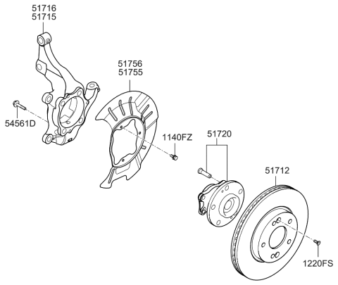 2019 Kia Soul KNUCKLE-Front Axle, L Diagram for 51715B2550