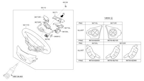 2017 Kia Soul Steering Wheel Assembly Diagram for 56110B2BV0FFG