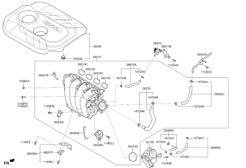 2017 Kia Soul  Hose-Vacuum Diagram for 283522E100