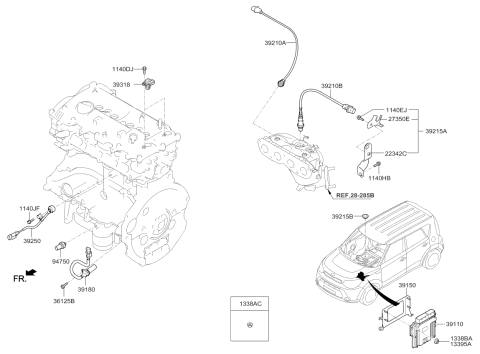 2019 Kia Soul Oxygen Sensor Assembly Diagram for 392102ECC0