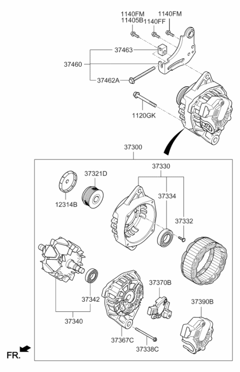 2019 Kia Soul  Generator Assembly Diagram for 373002B910