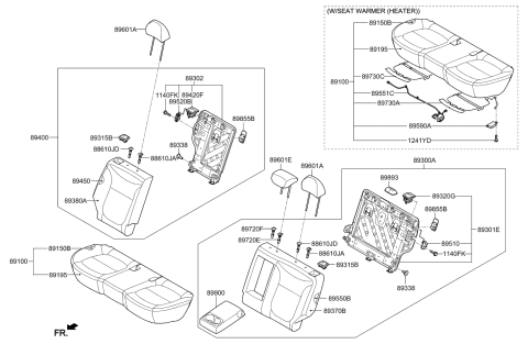 2018 Kia Soul  Back Assembly-Rear Seat LH Diagram for 89300B2500KHX
