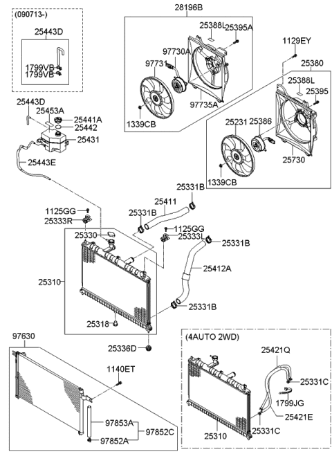 2007 Kia Rio  Condenser Assembly Diagram for 976061G000
