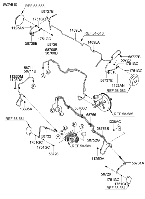 2007 Kia Rio  Tube-Master Cylinder To Hydraulic Unit Diagram for 587001G271