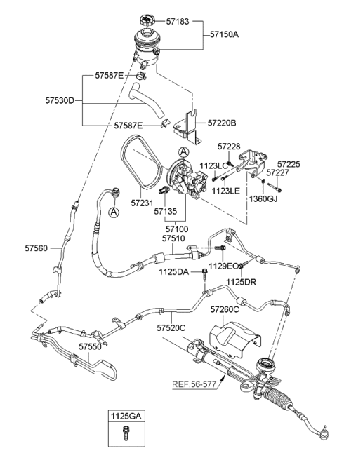2011 Kia Rio Tube Assembly-Oil Cooler Diagram for 575401G000