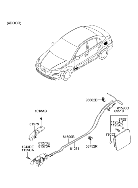 2010 Kia Rio  Bumper-Fuel Filler Door Outside Diagram for 875513K000