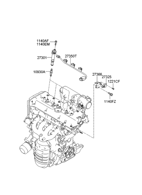 2011 Kia Rio  Spark Plug Assembly Diagram for 1882311101