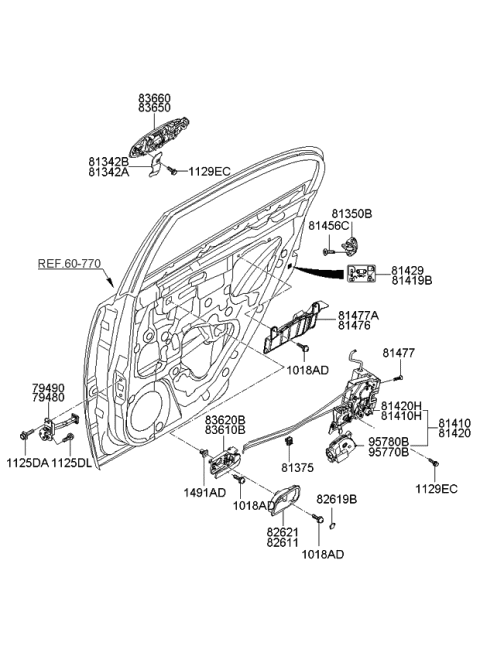2011 Kia Rio  Cover-Rear Door Side Lock Rod Diagram for 814771G000