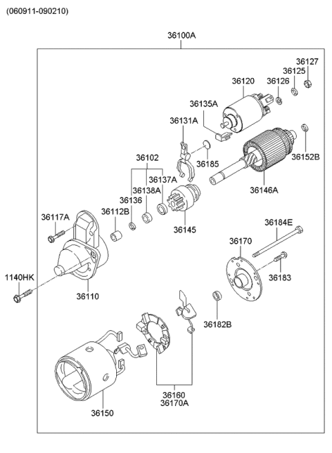 2007 Kia Rio  Packing Diagram for 3613511140