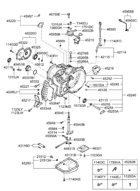 2011 Kia Rio  Pan Assembly-Automatic Transaxle Oil Diagram for 4528022100