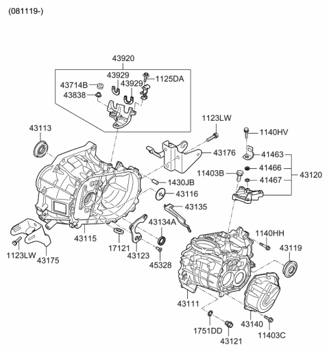 2006 Kia Rio  Bracket-Roll Support Diagram for 4317523010