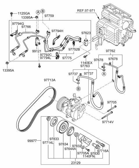 2010 Kia Rio Bracket Assembly-Tension PULLEY Diagram for 977042D530