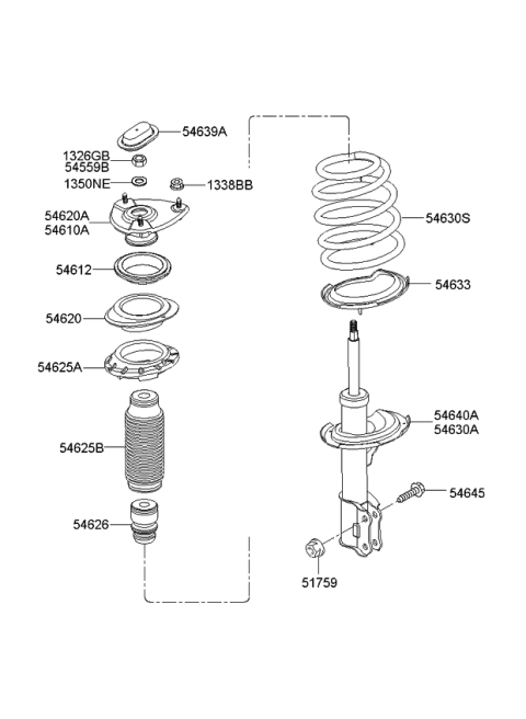 2007 Kia Rio  Flange Nut-Self Lock Diagram for 5455917100
