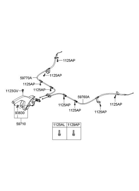 2007 Kia Rio  Cable Assembly-Parking Brake Diagram for 597601G000