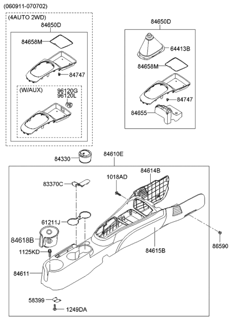 2009 Kia Rio  Console Assembly-Floor Diagram for 846101G101XI