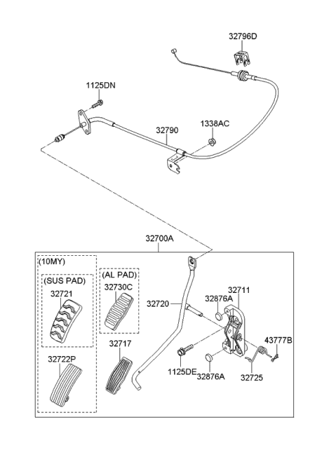 2011 Kia Rio  Clip-Accelerator Cable Diagram for 327961G000