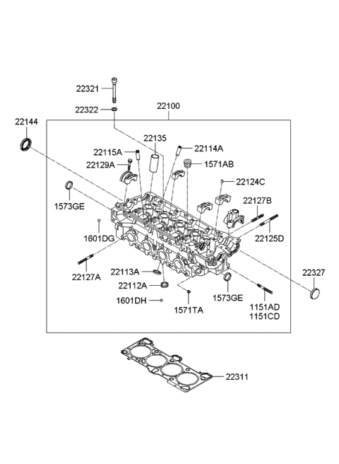 2011 Kia Rio Stud Diagram for 2212723000
