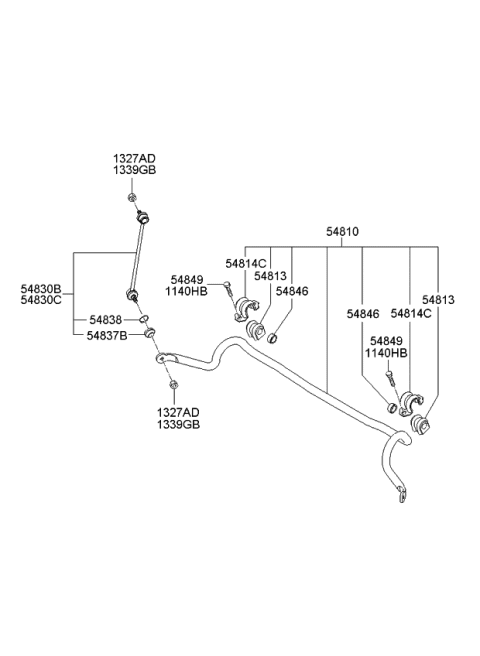 2007 Kia Rio  STABILZIER Bar & BUSHING Diagram for 548011G200