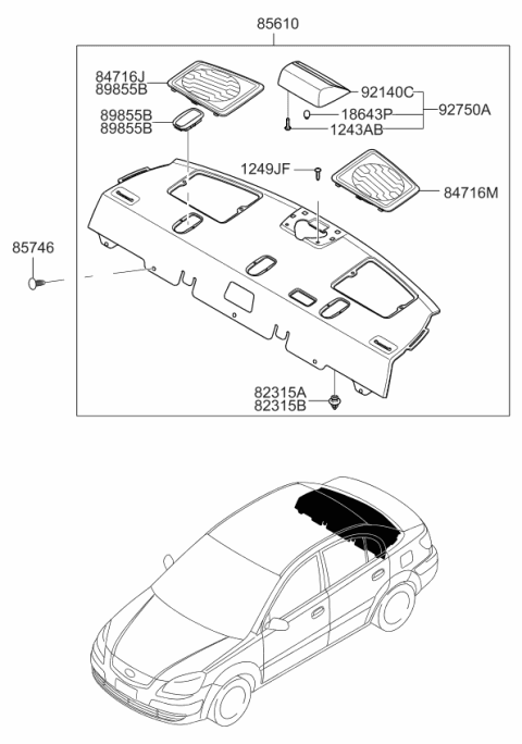 2010 Kia Rio  Holder Assembly-Front Position Diagram for 9214006000