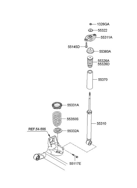2008 Kia Rio  Retainer Diagram for 553221C000