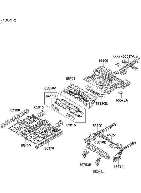 2008 Kia Rio  Member Assembly-Rear Floor Diagram for 658501G210