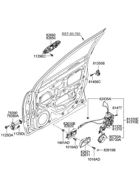 2006 Kia Rio  Checker Assembly-Front Door Diagram for 793901G000