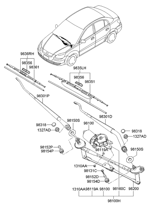 2008 Kia Rio  Bolt-Washer Assembly Diagram for 9813126000